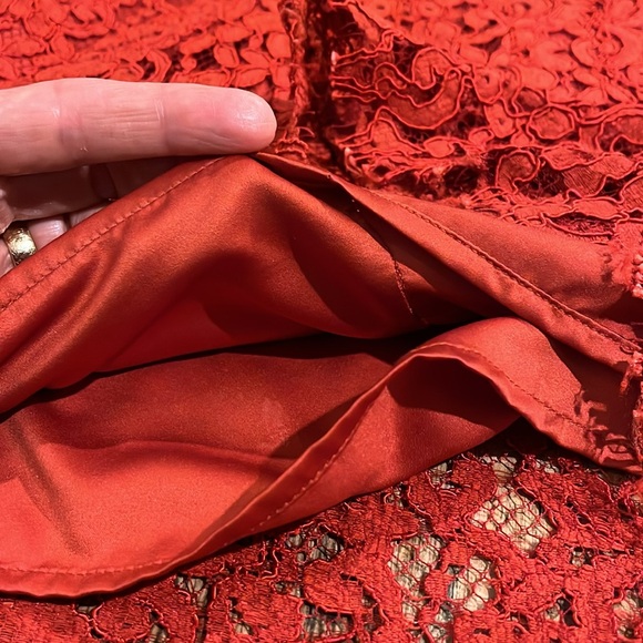 Zara Red Lace Short Sleeve Dress Size Medium - Picture 4 of 14